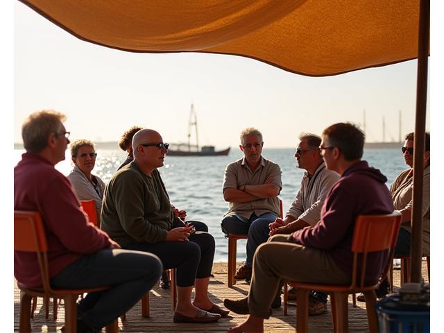 Membros da comunidade pesqueira a participar numa reunião