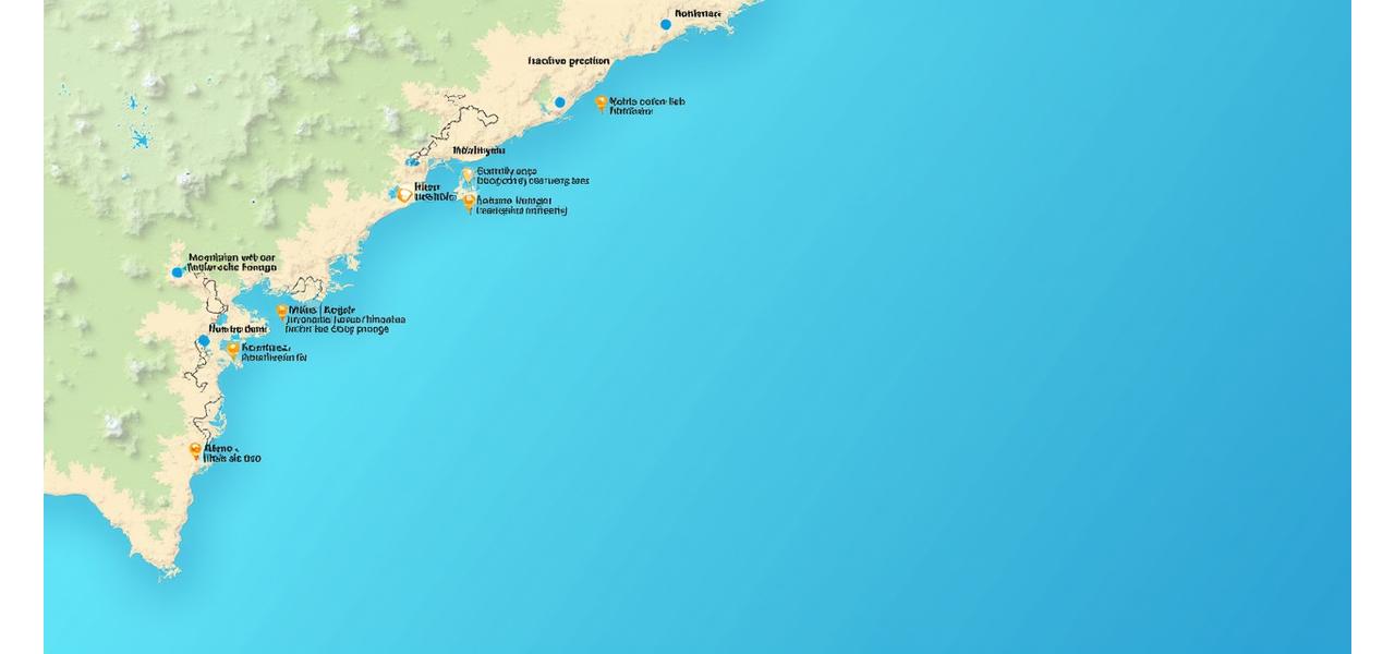 Mapa interativo da costa do Algarve destacando os projetos da Peixe Rei