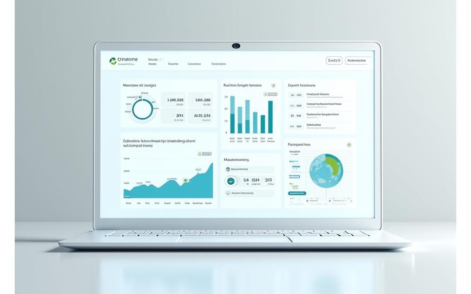 Interface de portal web mostrando dados de monitorização, gráficos e ferramentas de análise para utilizadores.
