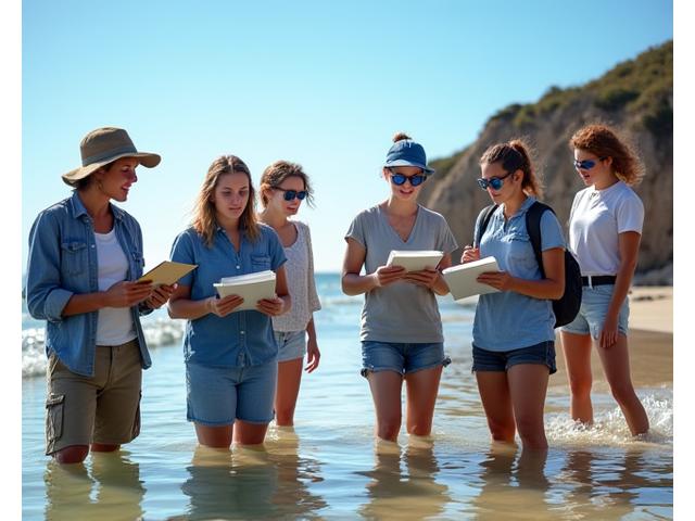 Voluntários registrando dados em programa de ciência cidadã marinha