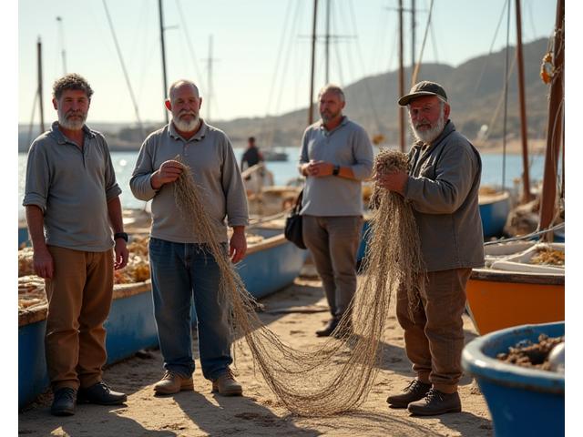 Membros de cooperativa de conservação local trabalhando na costa