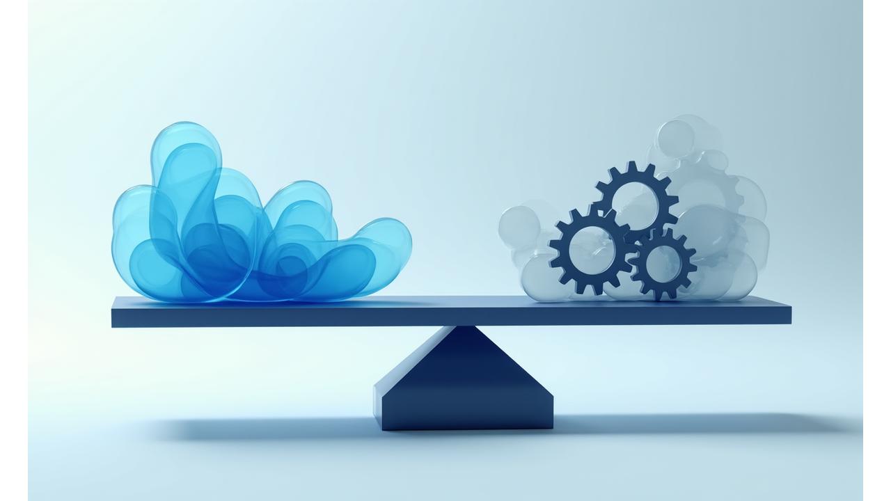 Uma balança da justiça estilizada com engrenagens e ondas, simbolizando o equilíbrio legal e a clareza na responsabilidade